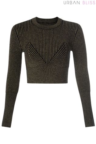 Urban Bliss Rib Metallic Crop Top